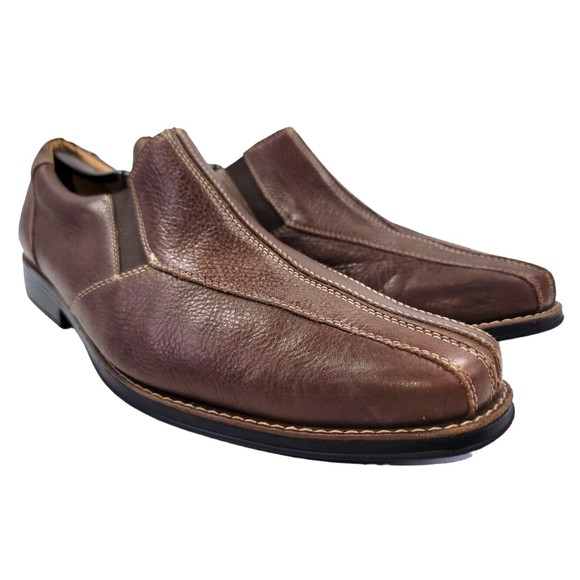 Sandro Moscoloni Men’s Brown Pebbled Leather Loafer Slip-ons Size 14 D - Picture 1 of 11